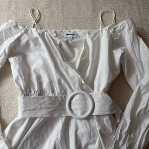 Superdown White Wrap Dress with Belt